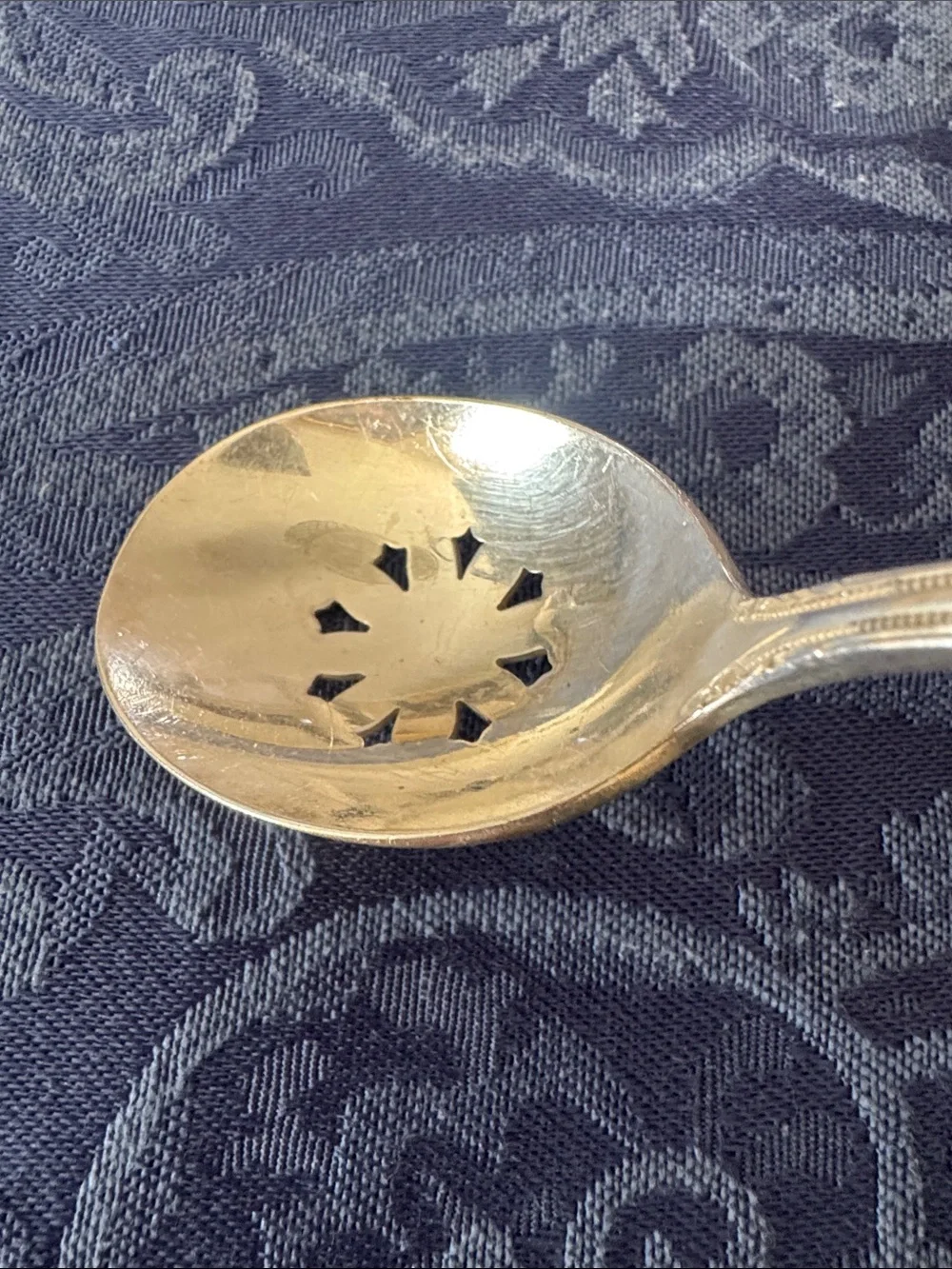 Silver plated vintage  Serving Spoon Slotted berry or olive Spoon